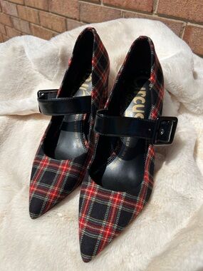 Circus by Sam Edelman Red and Black Plaid Mary Jane Heels